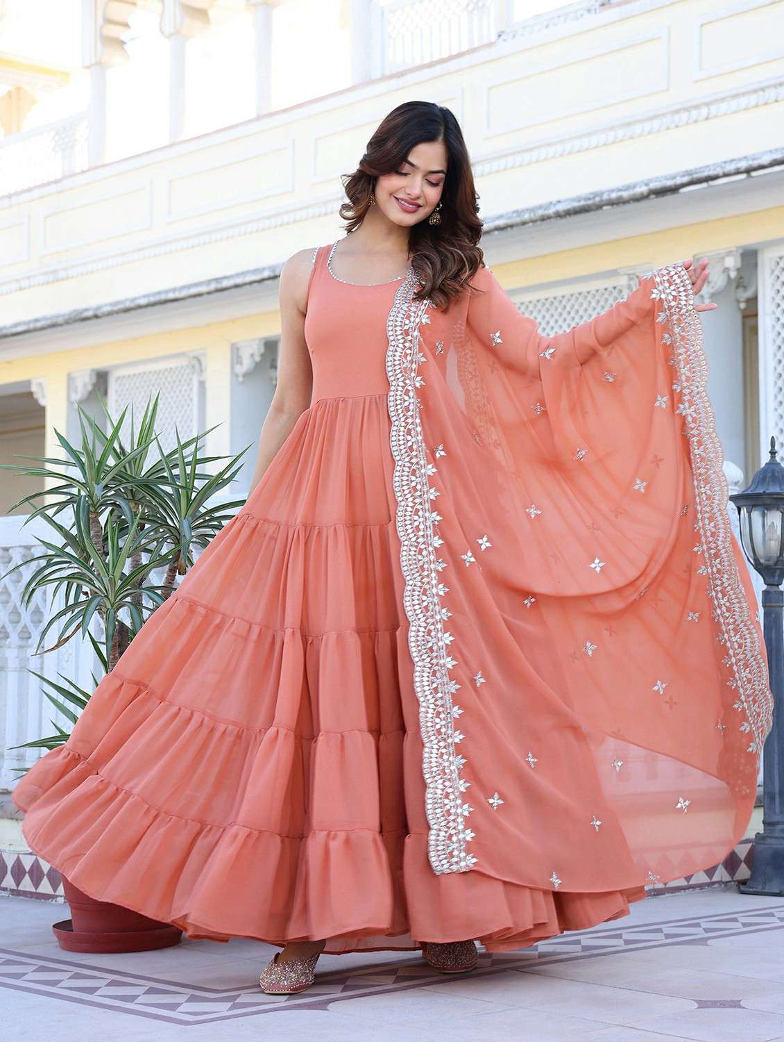 women solid shoulder strap kurta dupatta set - 22253899 -  Standard Image - 2