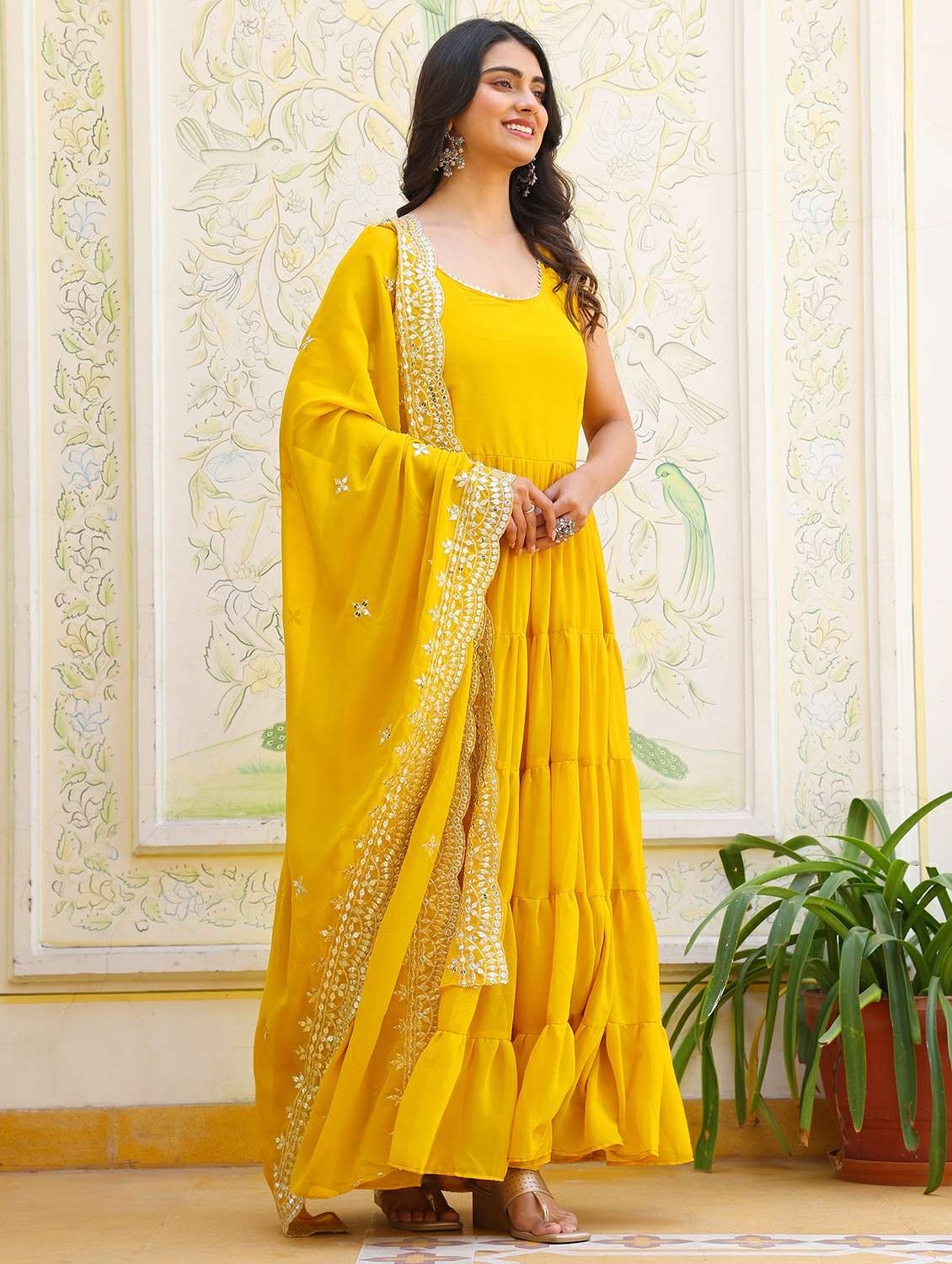 women solid shoulder strap kurta dupatta set - 22253904 -  Standard Image - 2