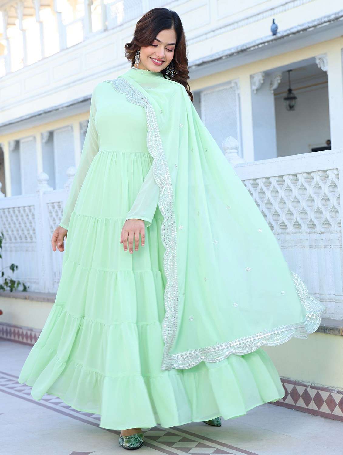 women solid long sleeve kurta with dupatta set - 22253906 -  Standard Image - 2