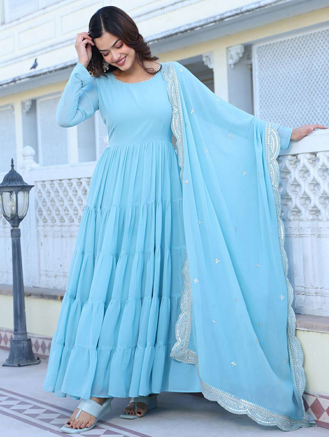 women solid long sleeve kurta with dupatta set - 22253911 -  Standard Image - 2