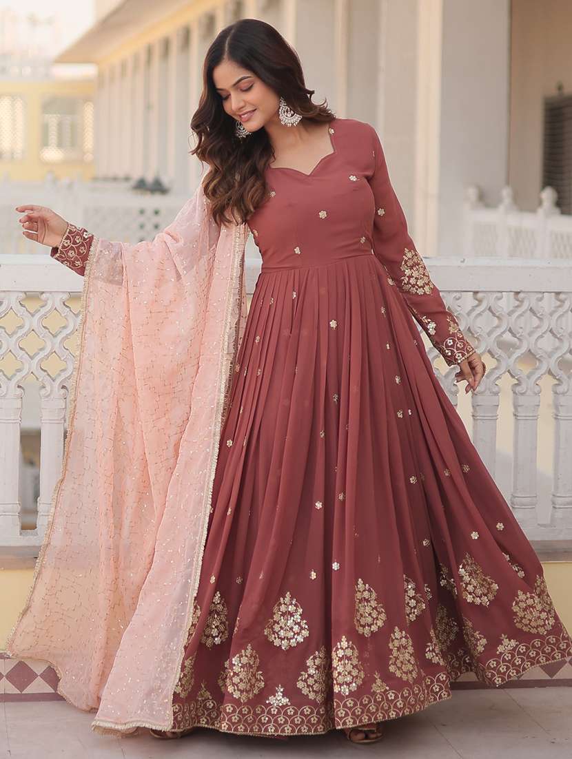 women solid with work long sleeve kurta with dupatta set - 22253923 -  Standard Image - 2