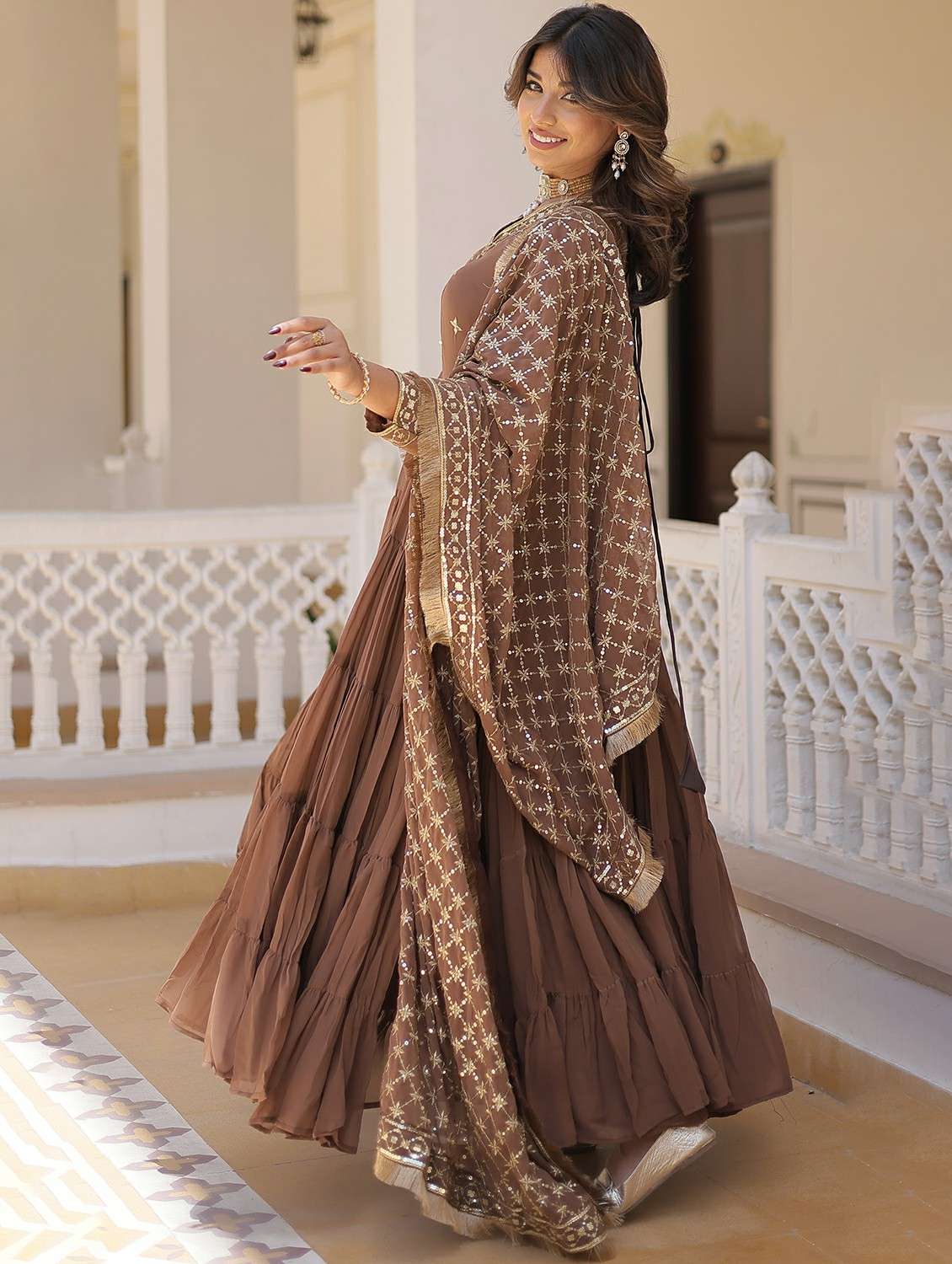 women solid with work long sleeve kurta with dupatta set - 22253935 -  Standard Image - 2