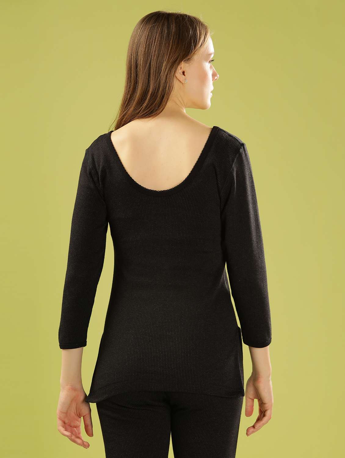 women solid three quarter sleeve thermal top- set of 2 - 22253962 -  Standard Image - 2