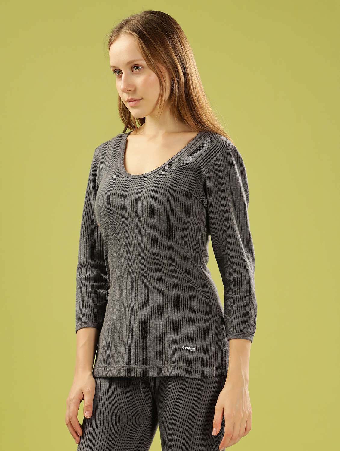 women solid three quarter sleeve thermal top- set of 2 - 22253963 -  Standard Image - 2