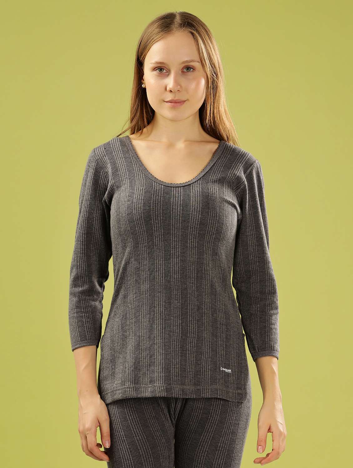 women solid three quarter sleeve thermal set - 22253969 -  Standard Image - 2