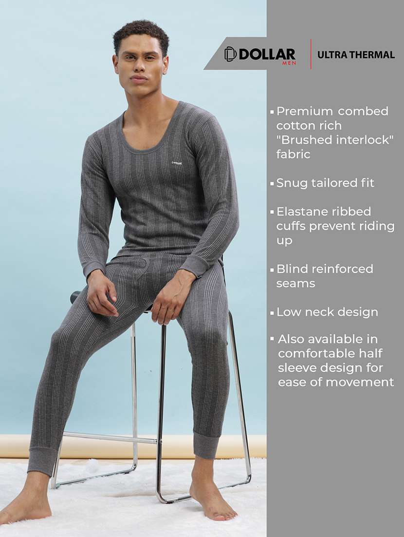 men solid full sleeve thermal set - 22253990 -  Standard Image - 2