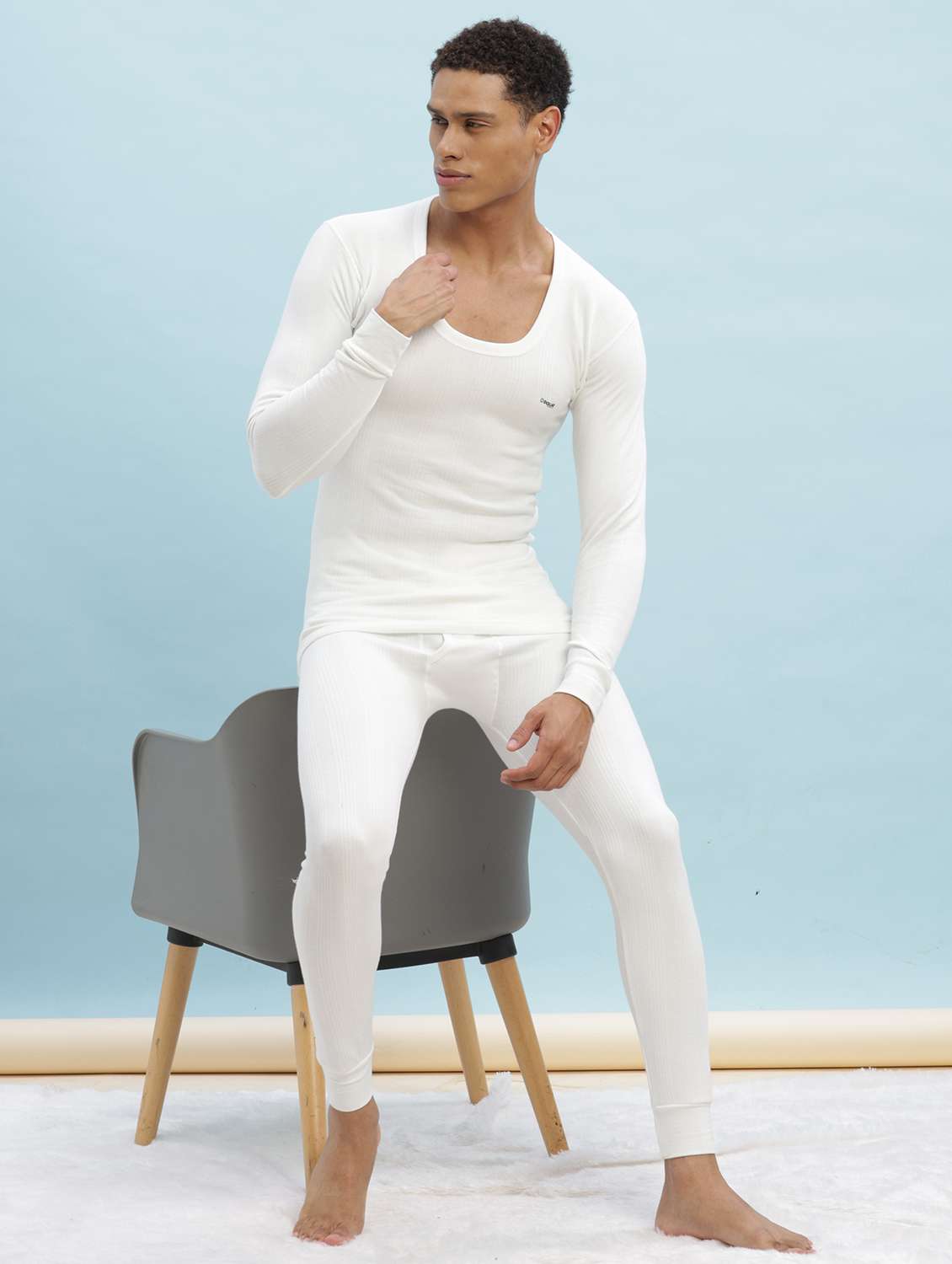 men solid full sleeve thermal set - 22253991 -  Standard Image - 2