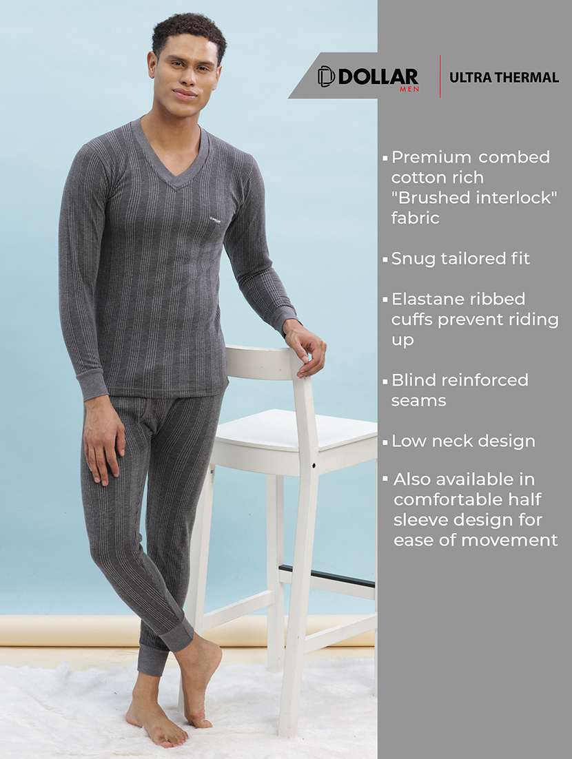 men solid full sleeve thermal set - 22254002 -  Standard Image - 2