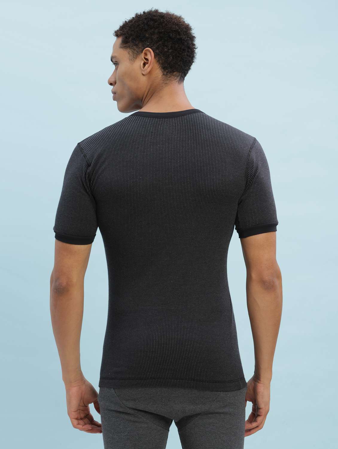 men pack of 2 solid half sleeve thermal top - 22254007 -  Standard Image - 2