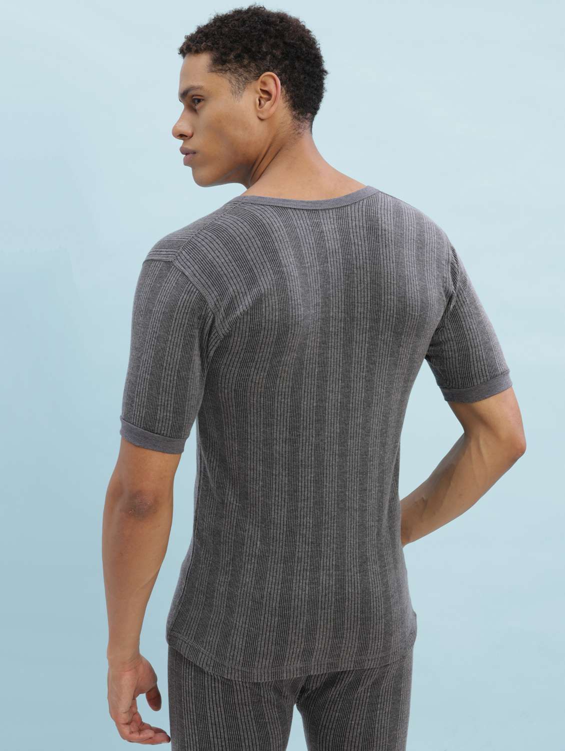 men pack of 2 solid half sleeve thermal top - 22254010 -  Standard Image - 2