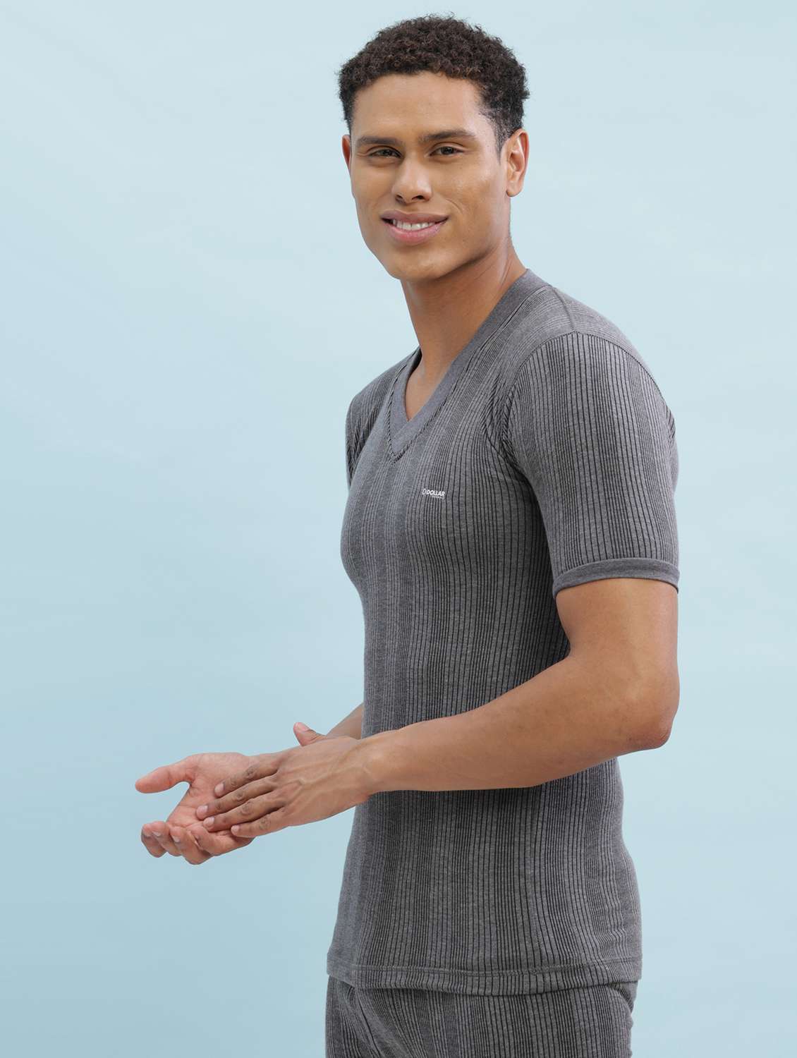 men pack of 2 solid half sleeve thermal top - 22254020 -  Standard Image - 2