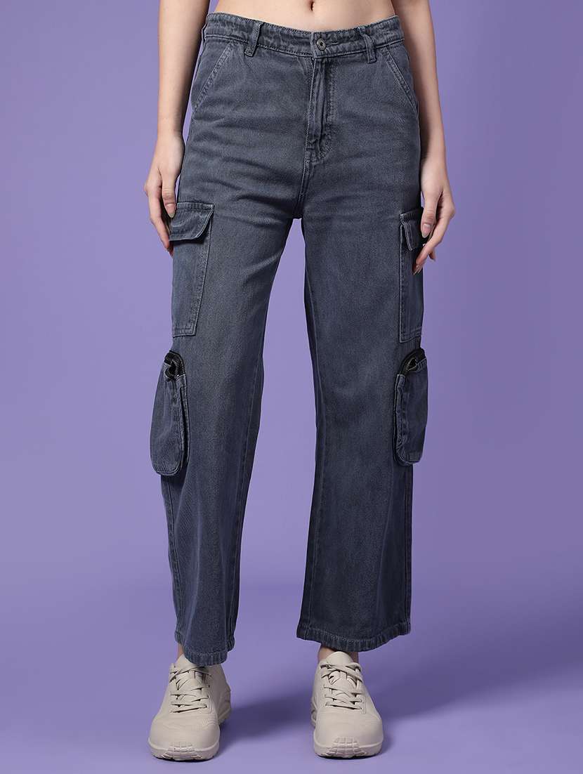 women grey denim jean