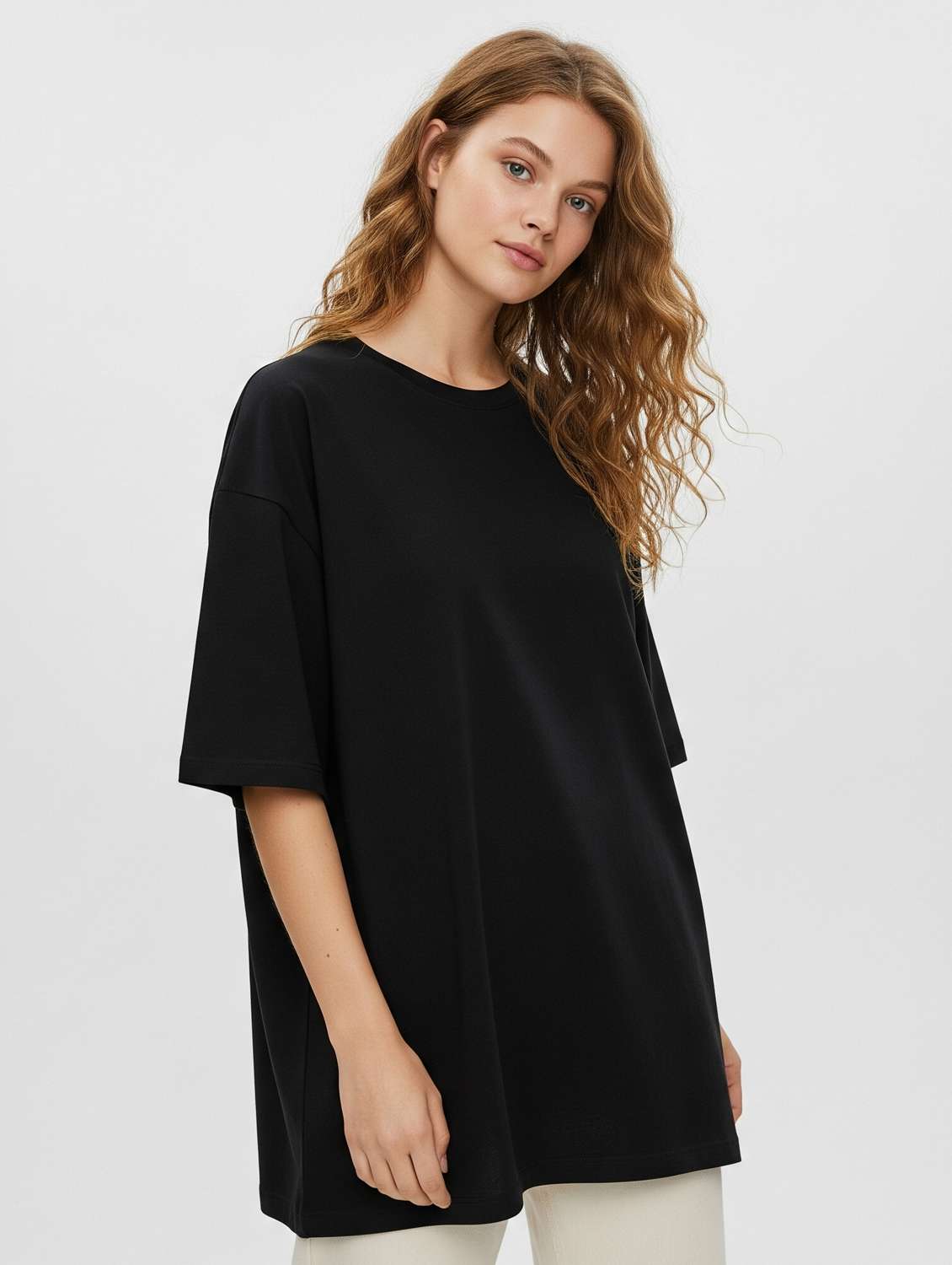 women solid short sleeve oversized t-shirt - 22254359 -  Standard Image - 2
