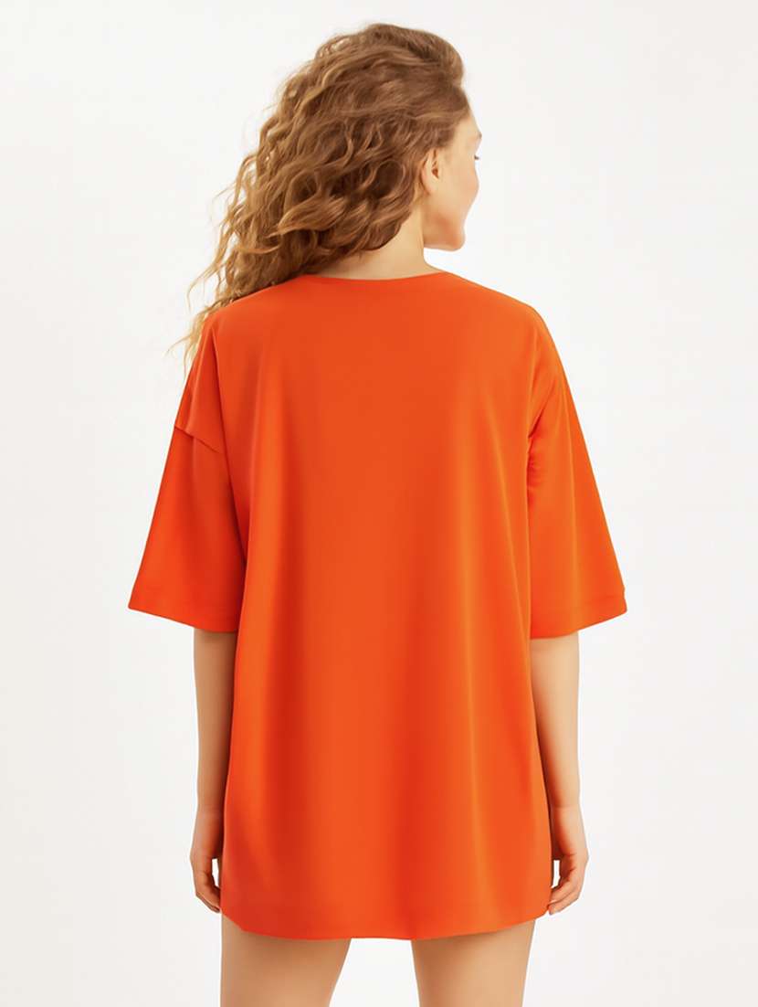 women solid short sleeve oversized t-shirt - 22254363 -  Standard Image - 2