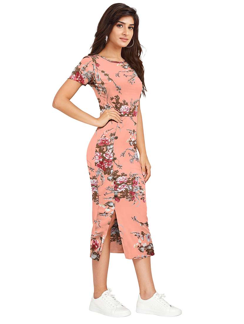 women floral print short sleeve bodycon dress - 22254459 -  Standard Image - 2