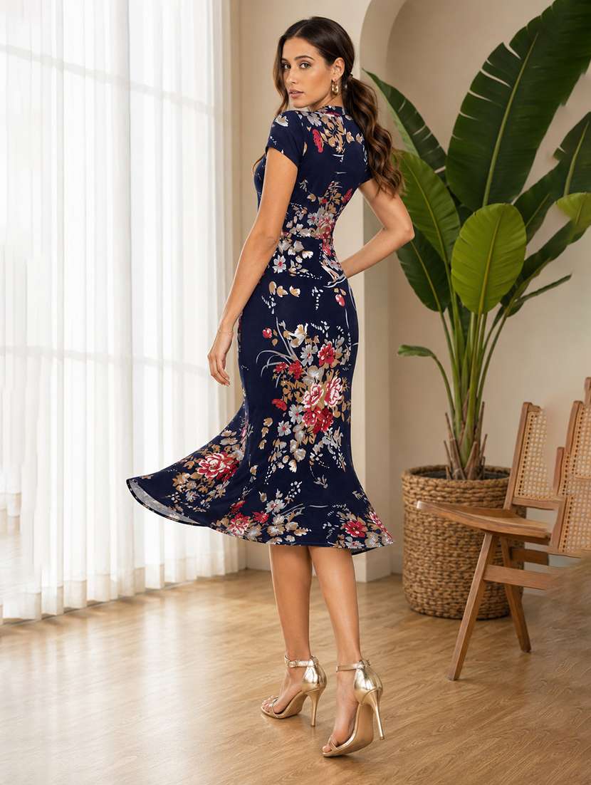 women floral print short sleeve bodycon dress - 22254464 -  Standard Image - 2