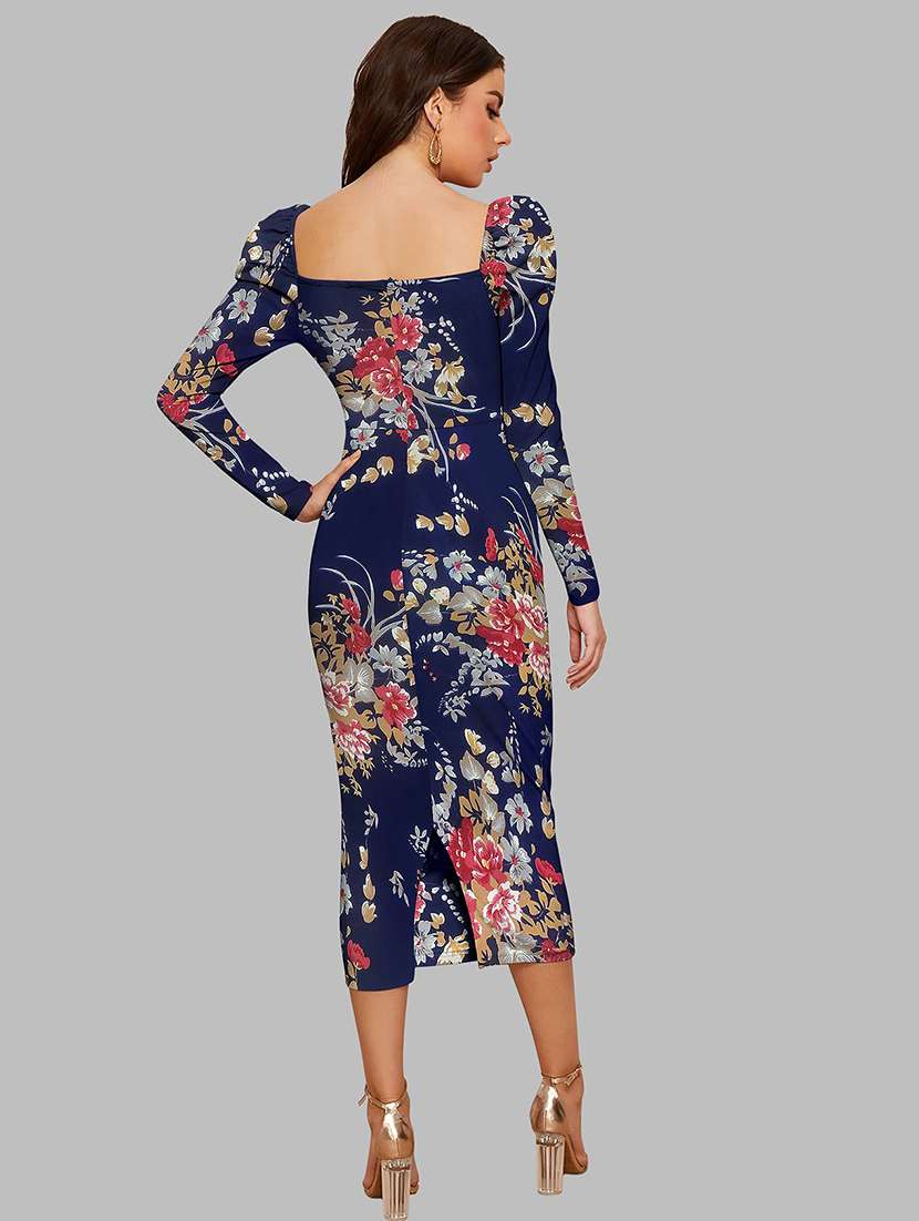 women printed puff sleeve bodycon dress - 22254473 -  Standard Image - 2
