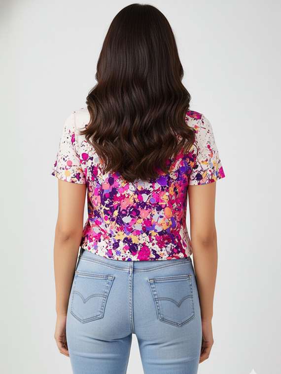 women printed short sleeve regular top - 22254540 -  Standard Image - 2