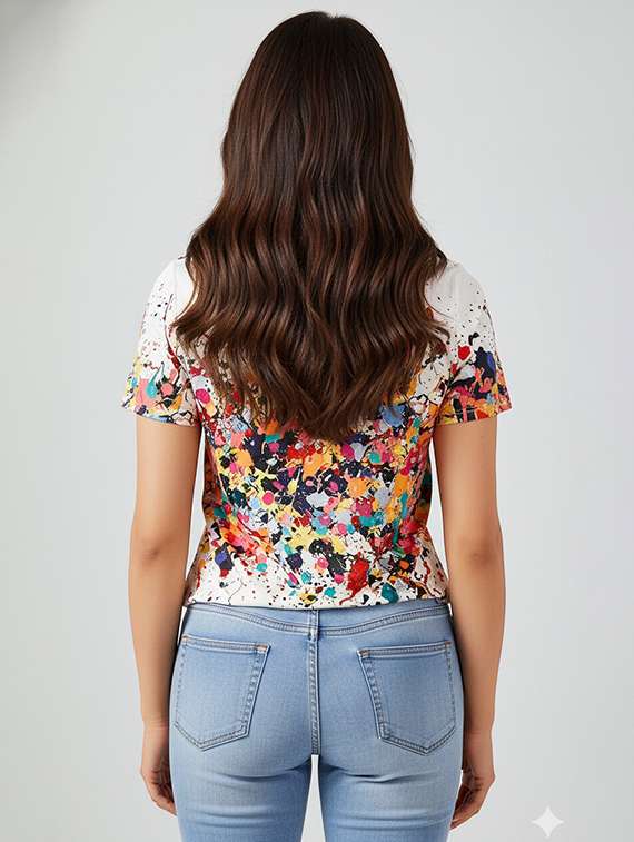 women printed short sleeve regular top - 22254541 -  Standard Image - 2