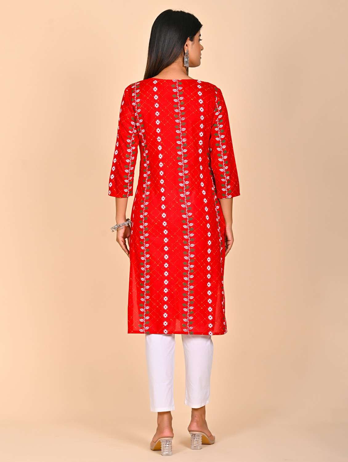 women printed three quarter sleeve kurta pant set - 22254863 -  Standard Image - 2