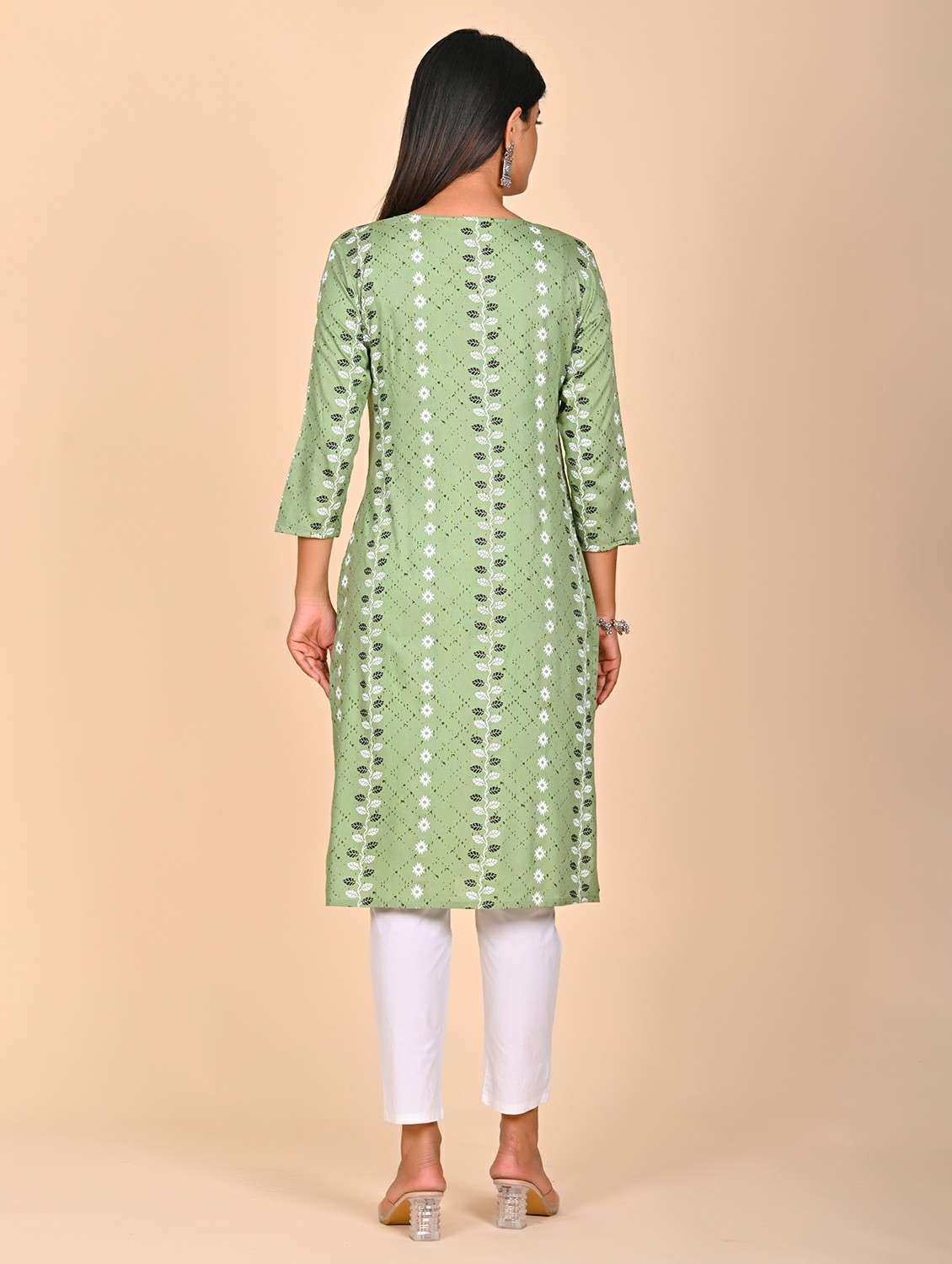 women printed three quarter sleeve kurta pant set - 22254865 -  Standard Image - 2