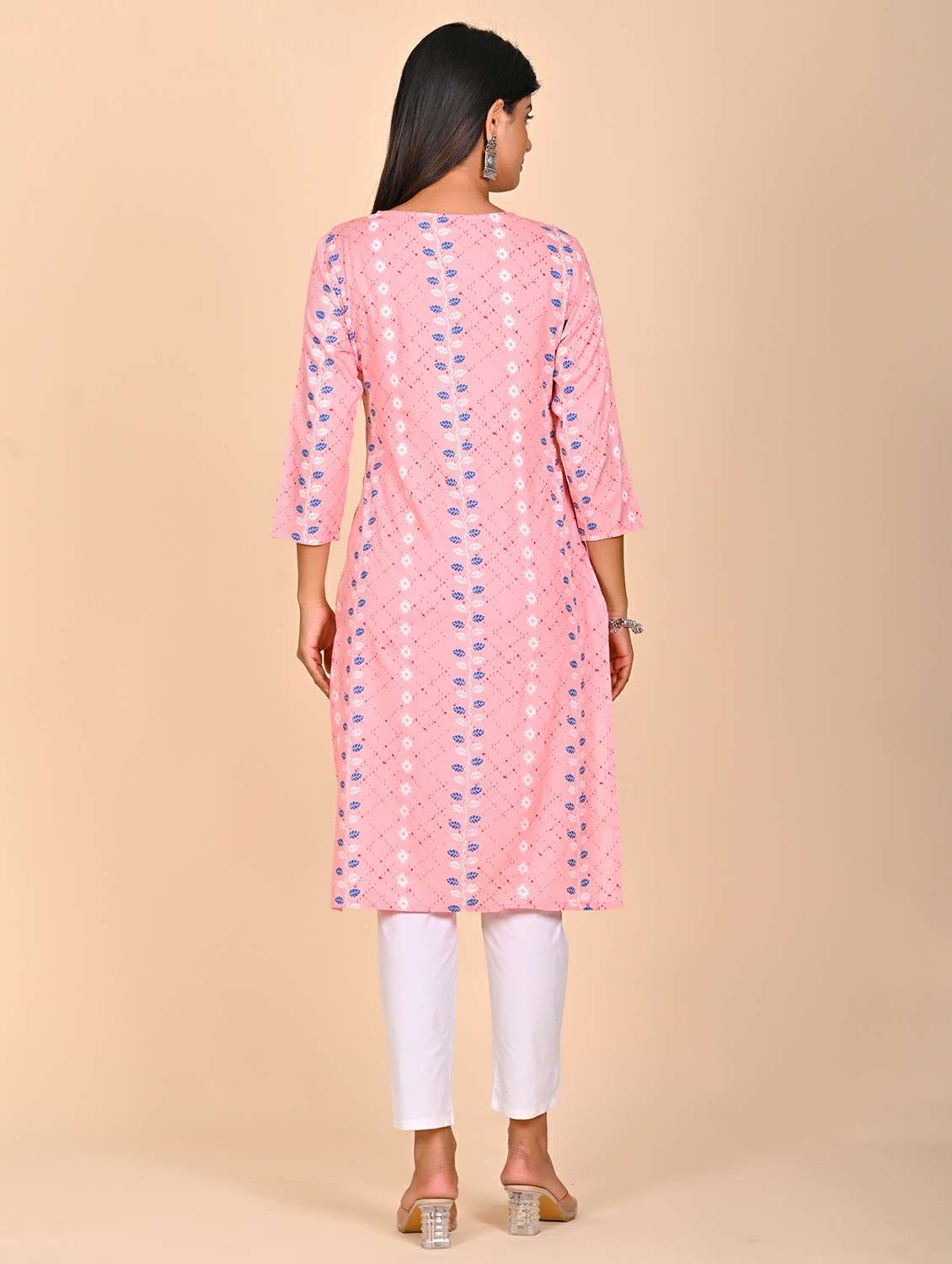 women printed three quarter sleeve kurta pant set - 22254866 -  Standard Image - 2