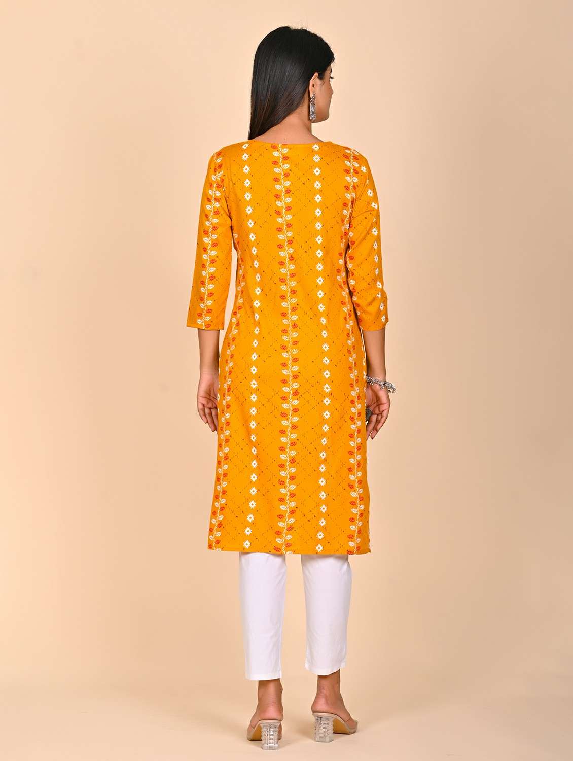 women printed three quarter sleeve kurta pant set - 22254867 -  Standard Image - 2