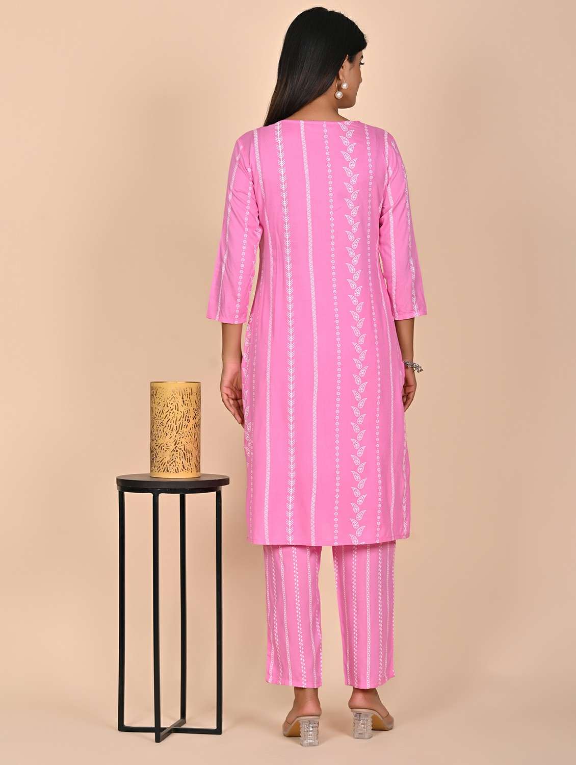 women printed three quarter sleeve kurta pant set - 22254871 -  Standard Image - 2