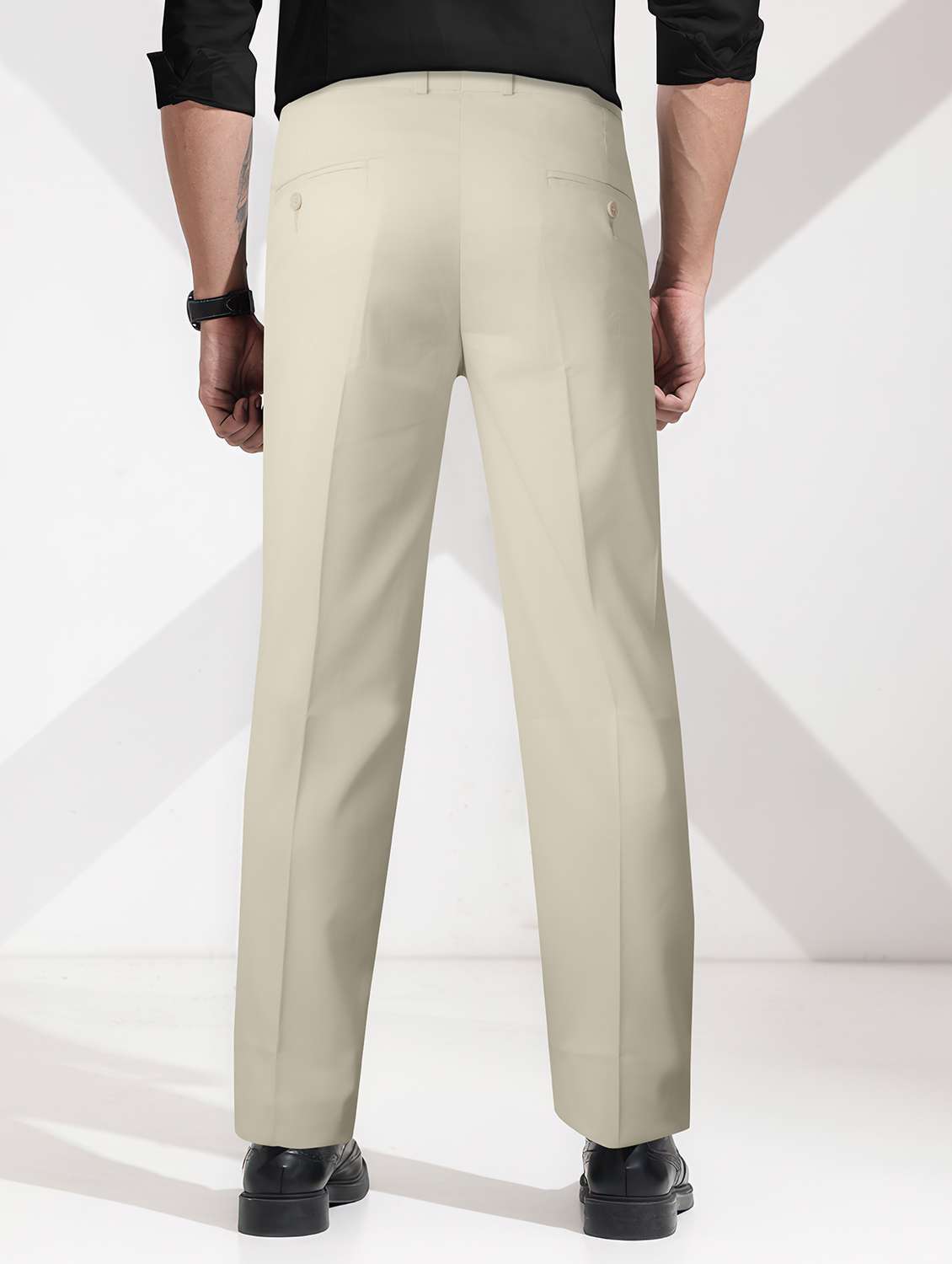 men solid mid rise straight formal trouser - 22254890 -  Standard Image - 2