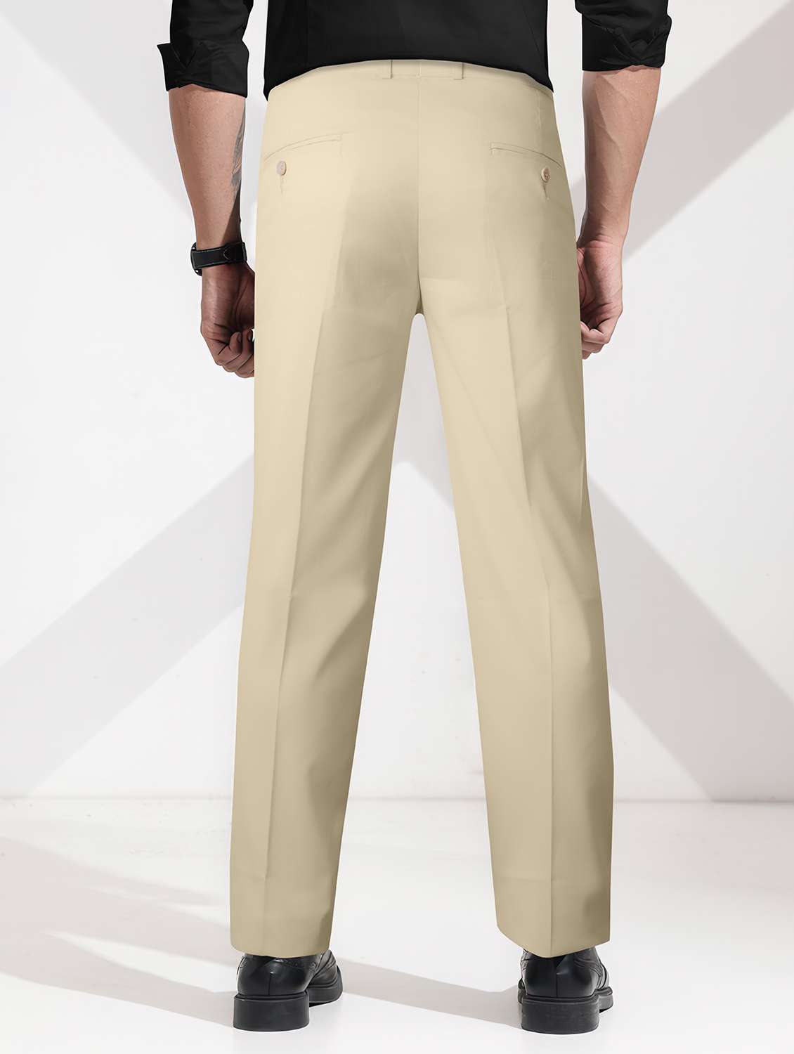 men solid mid rise straight formal trouser - 22254891 -  Standard Image - 2