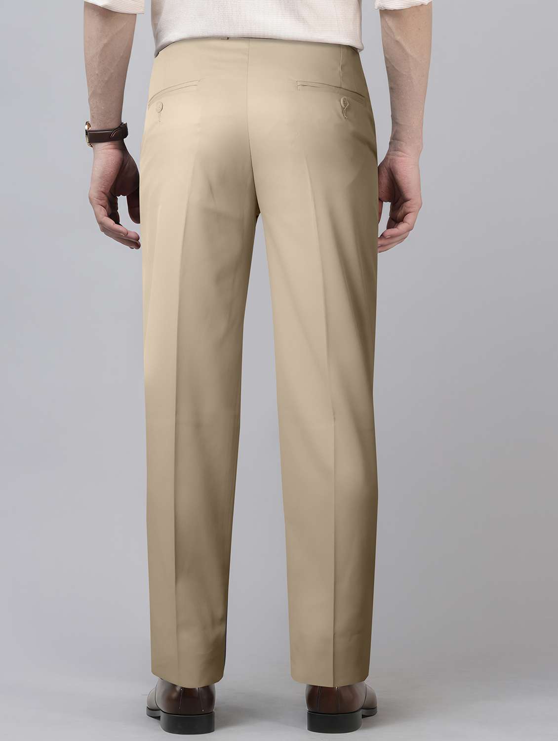 men solid mid rise straight formal trouser - 22254892 -  Standard Image - 2