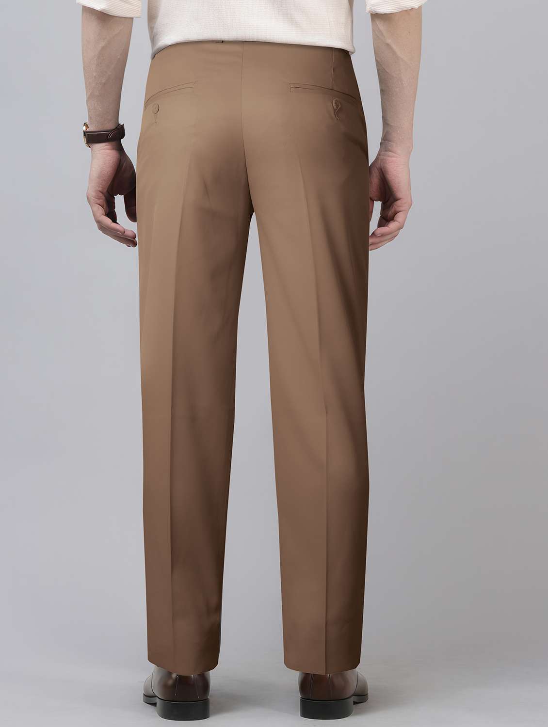 men solid mid rise straight formal trouser - 22254893 -  Standard Image - 2