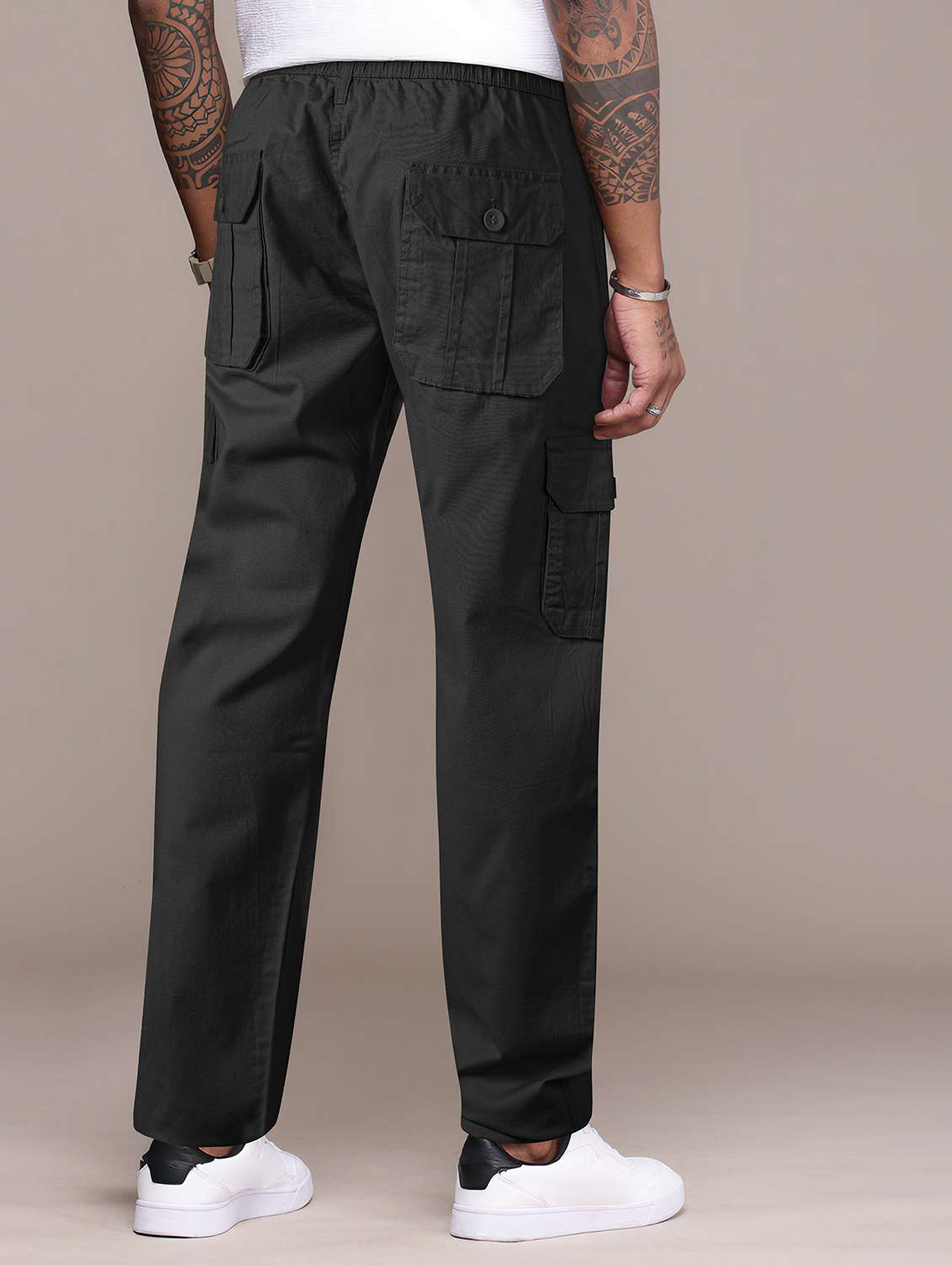 men solid mid rise cargo - 22254922 -  Standard Image - 2