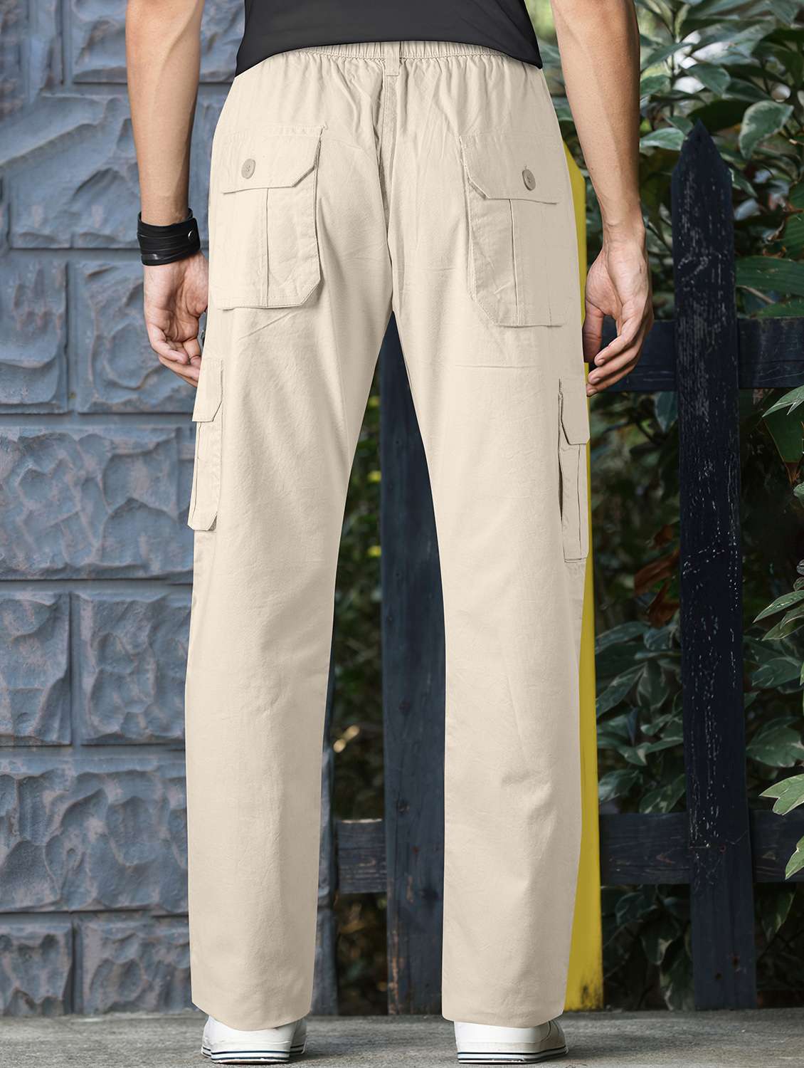 men solid mid rise cargo - 22254924 -  Standard Image - 2