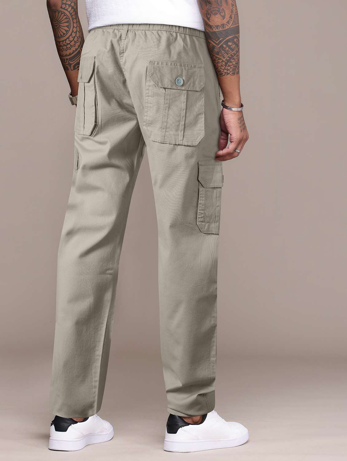 men solid mid rise cargo - 22254926 -  Standard Image - 2