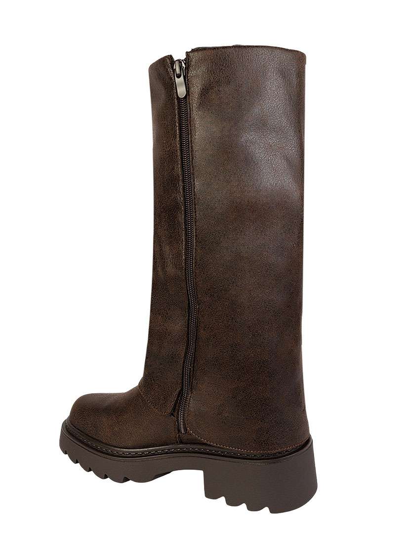 women solid knee length boots - 22255000 -  Standard Image - 2