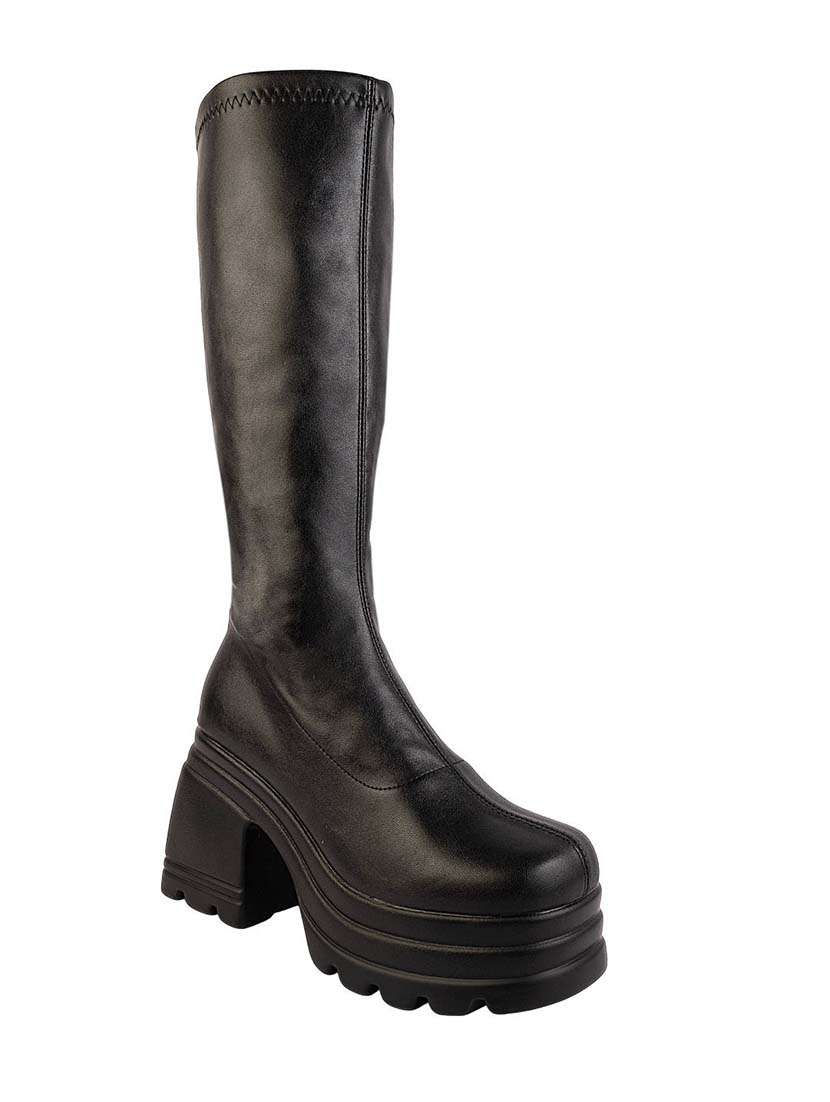 women solid block heel knee length boots - 22255004 -  Standard Image - 2