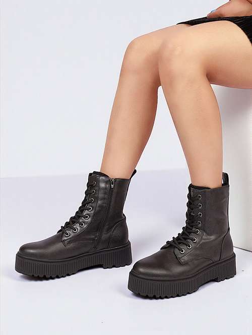 women solid ankle length boots - 22255012 -  Standard Image - 0