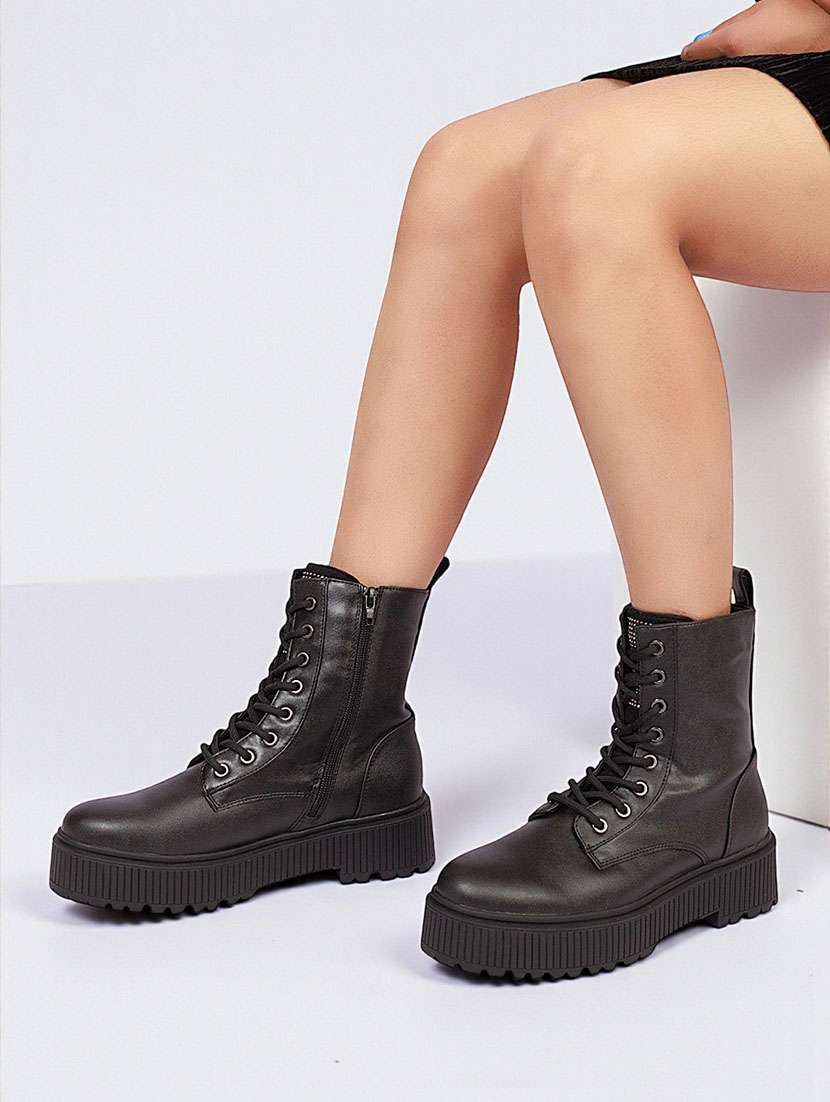 women solid ankle length boots