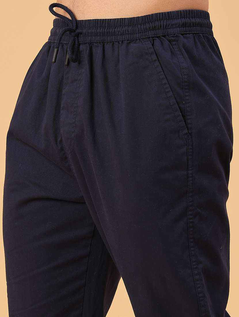 men solid mid rise full length track pant - 22255150 -  Standard Image - 2