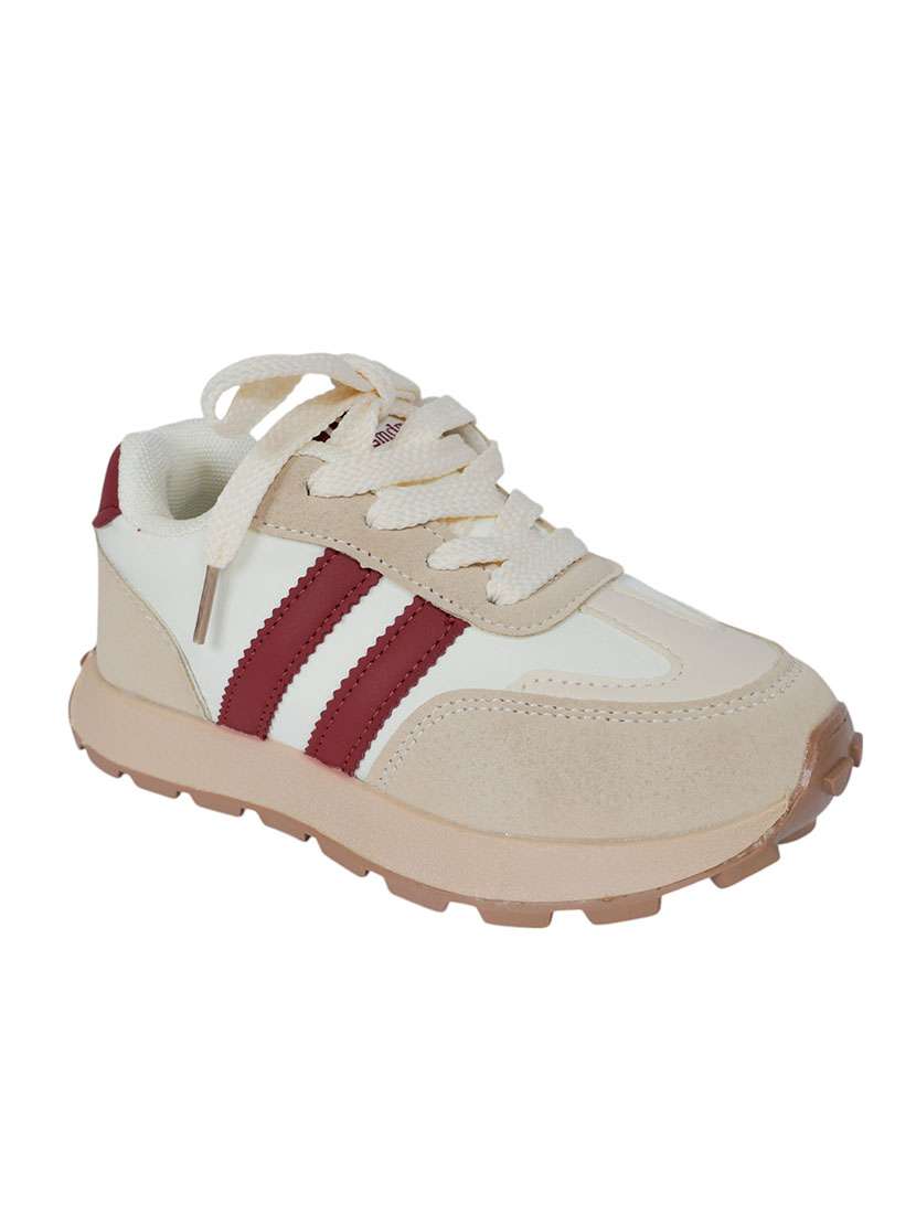 kids cream color blocked lace up sneaker - 22255215 -  Standard Image - 2