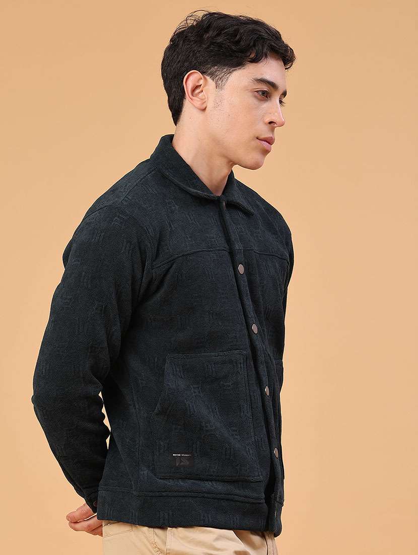 men self designed long sleeve shacket - 22255434 -  Standard Image - 2