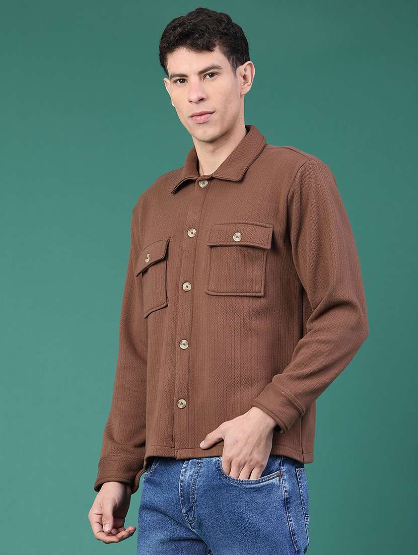 Men Self Design Long Sleeve Regular Fit Shacket - 22255483 -  Standard Image - 2