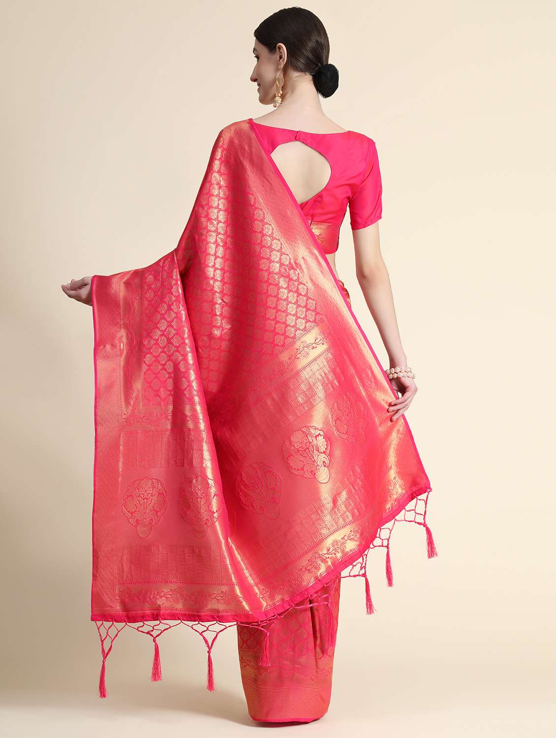 Women Self Design Banarasi Saree With Blouse - 22255556 -  Standard Image - 2