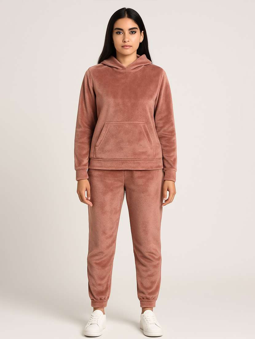 women solid long sleeve nightwear pyjama set - 22255675 -  Standard Image - 2