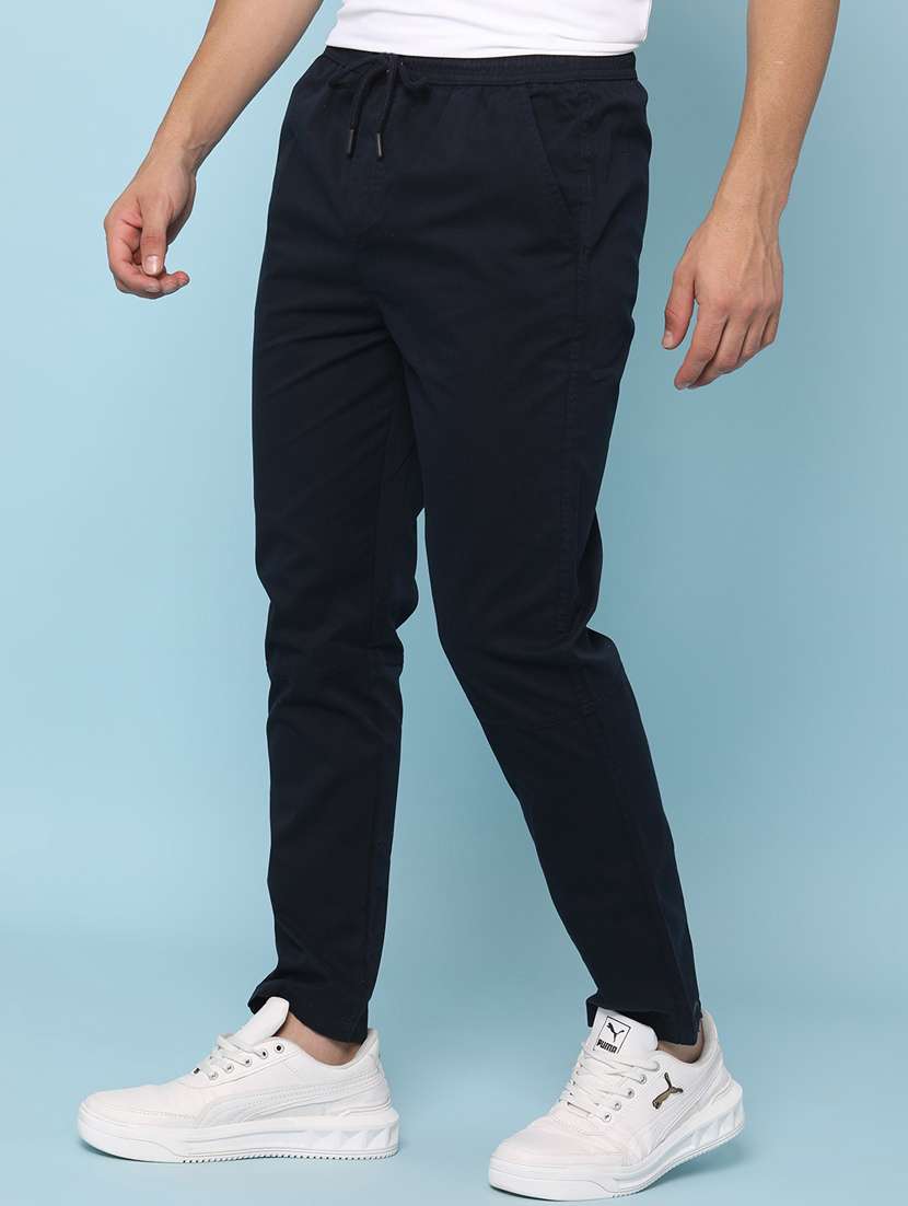 Men Solid Mid Rise Chinos Casual Trouser - 22255696 -  Standard Image - 2