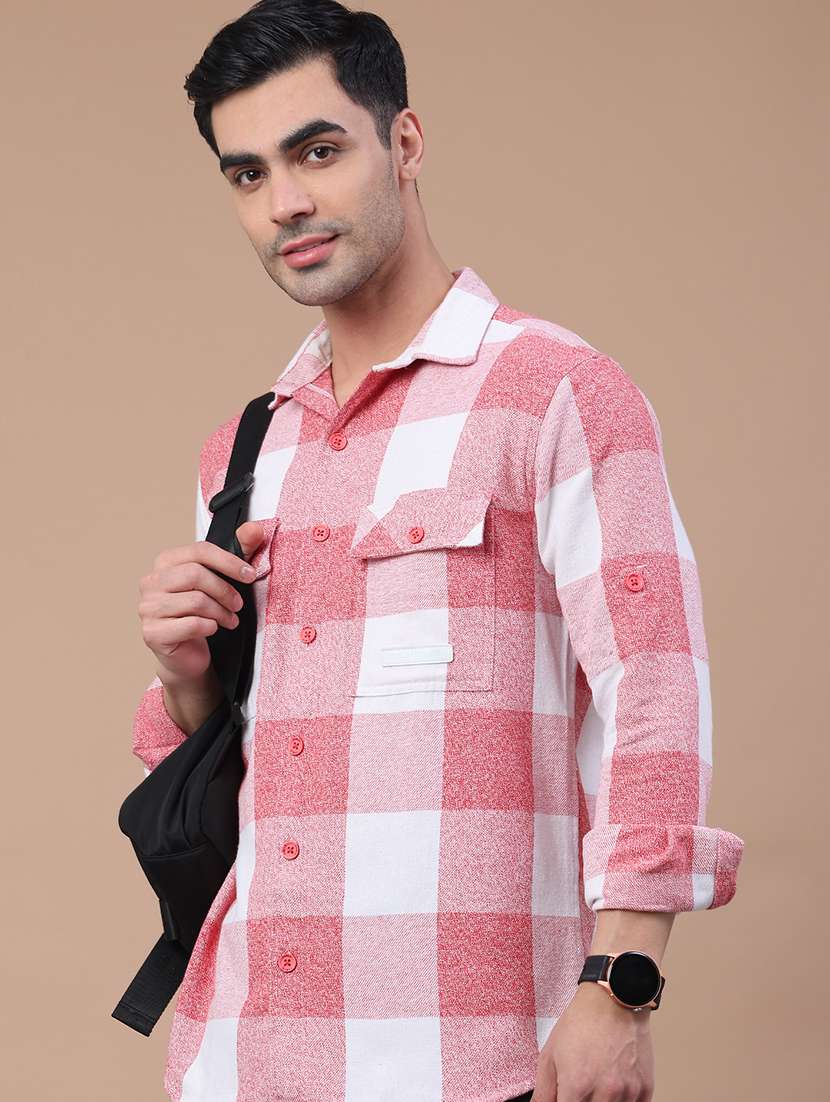 red cotton shacket