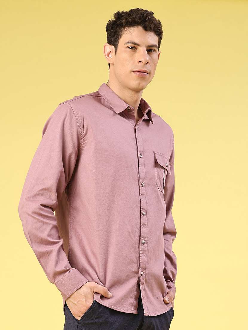 men solid long sleeve regular fit casual shirt - 22257003 -  Standard Image - 2