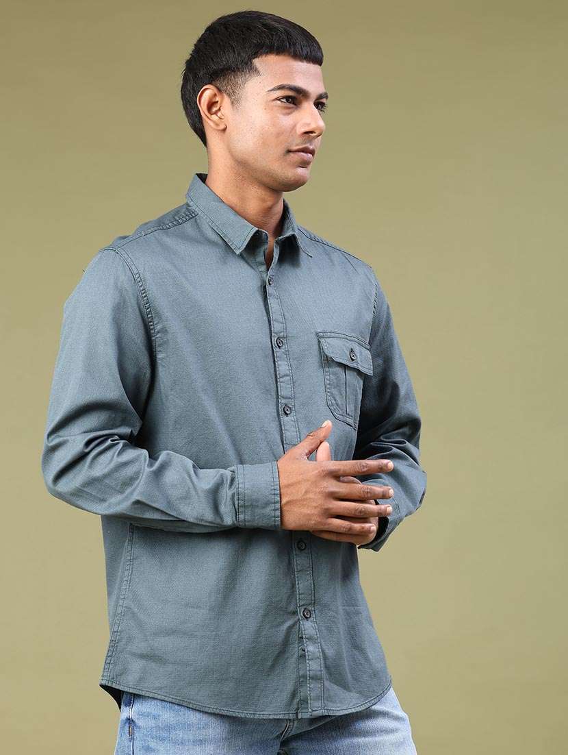 men solid long sleeve regular fit casual shirt - 22257004 -  Standard Image - 2