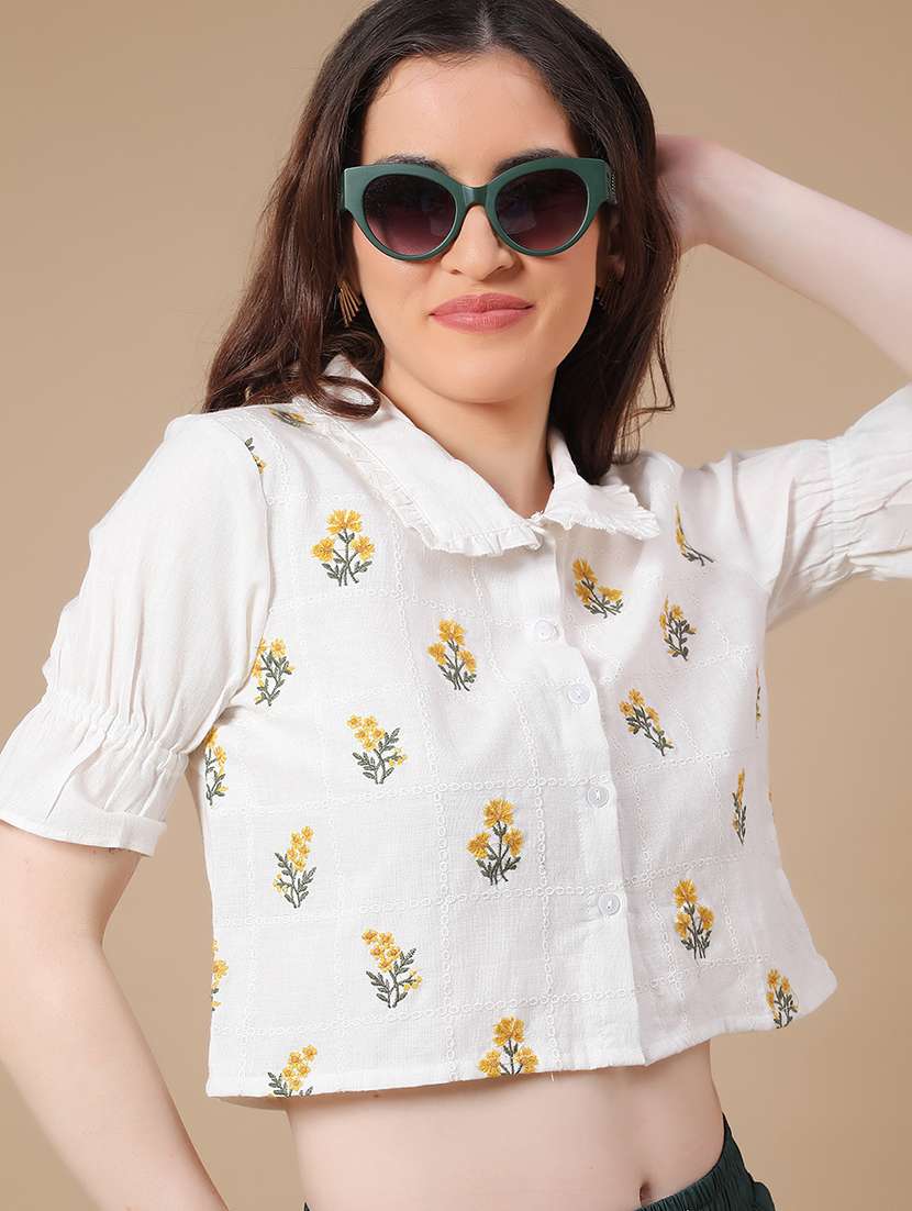 white cotton crop top